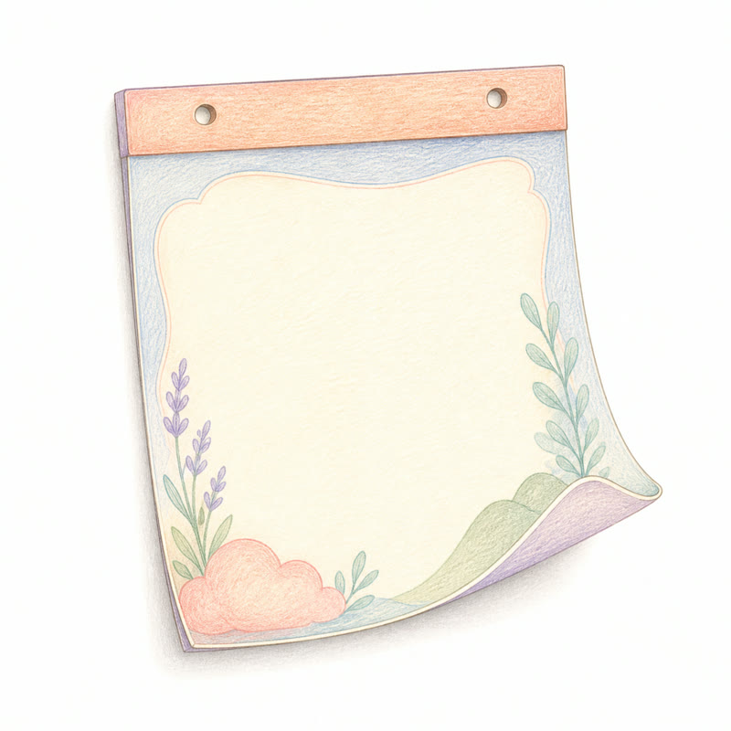 Dibujo a lápiz de una hoja de calendario doblándose